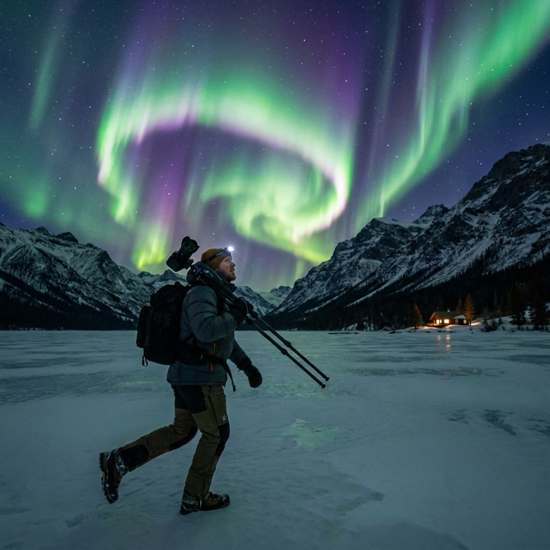 Aurora chase with a photographer