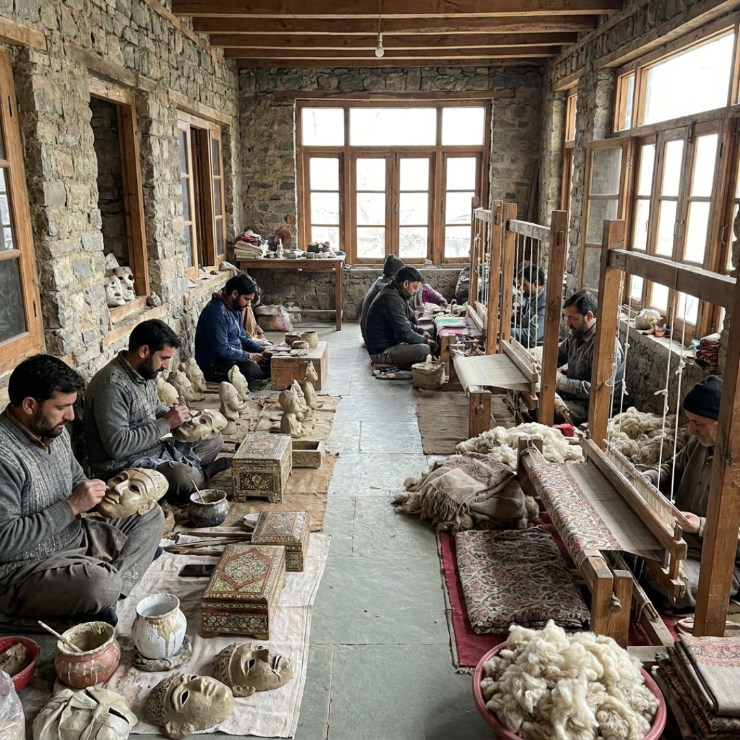 Papier-mâché and pashmina ateliers