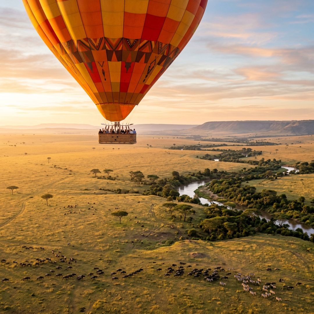 Hot-air balloon over the Mara