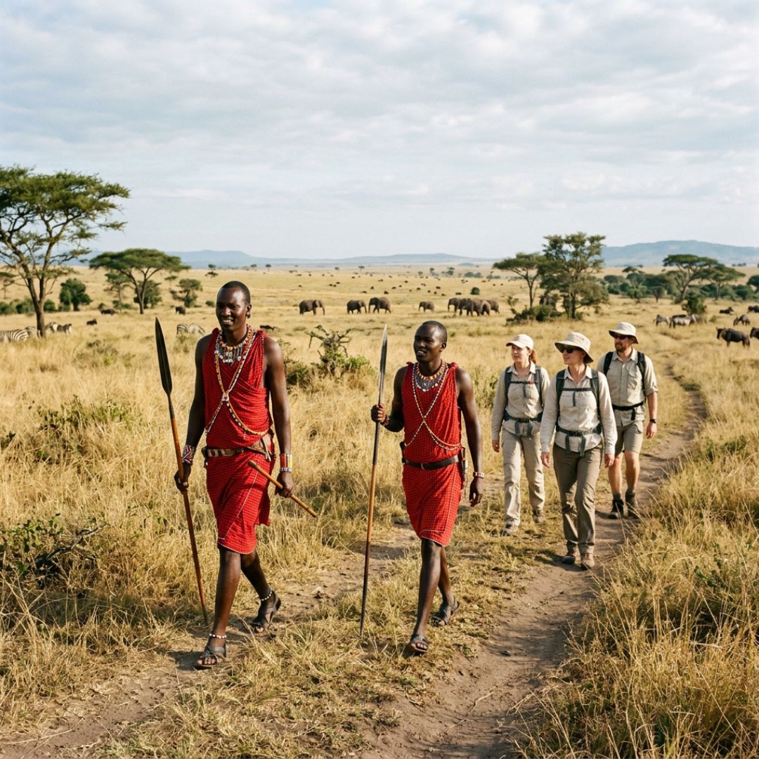 Walking safari with Maasai guides