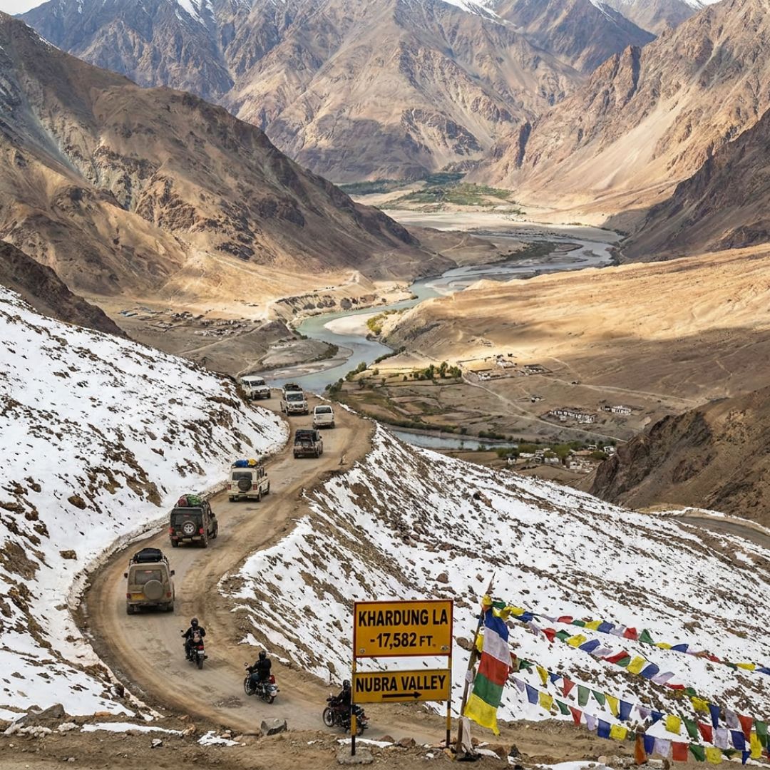 Khardung La to the Nubra valley