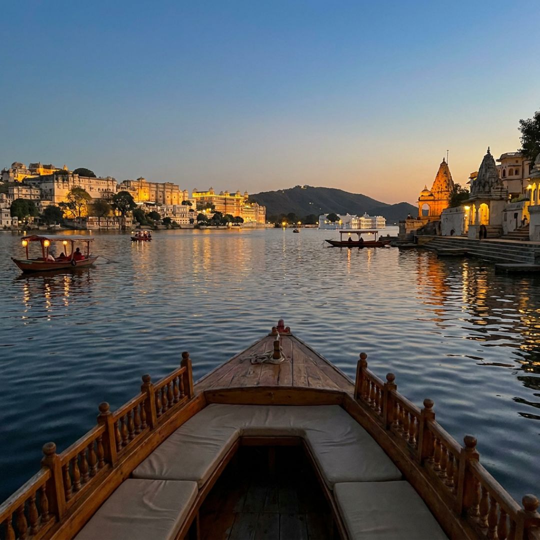 Udaipur by private boat at dusk